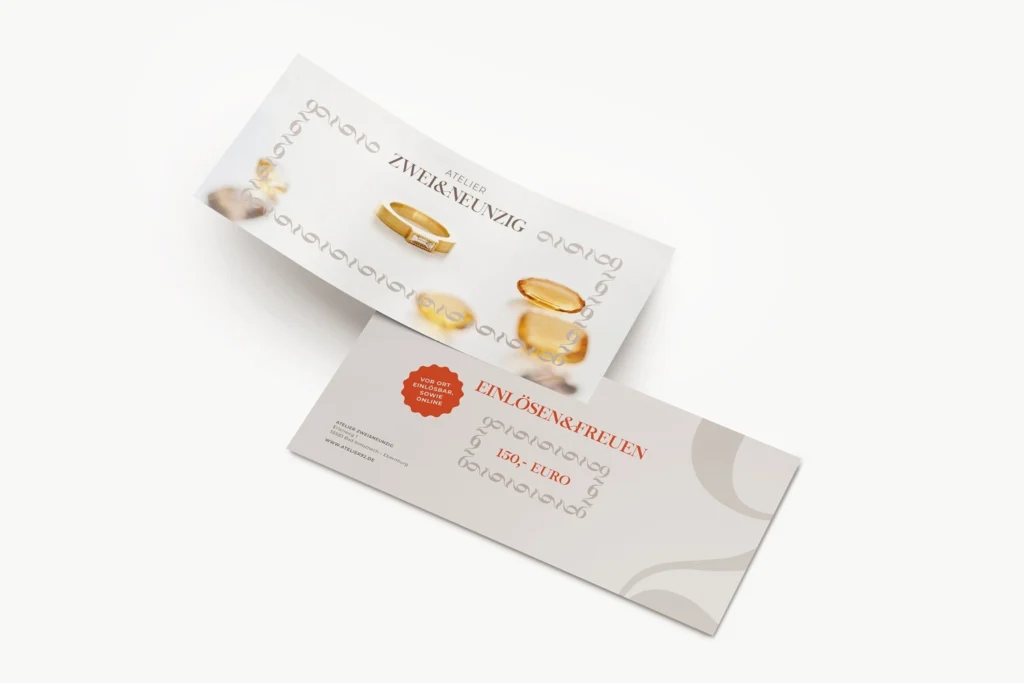 Gutschein von Atelier 92 - Vorder- und Rückseite