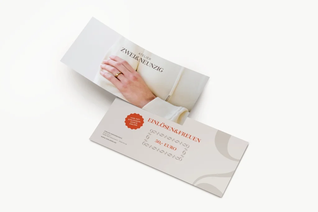 Gutschein von Atelier 92 - Vorder- und Rückseite
