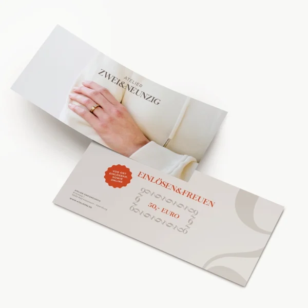 Gutschein von Atelier 92 - Vorder- und Rückseite